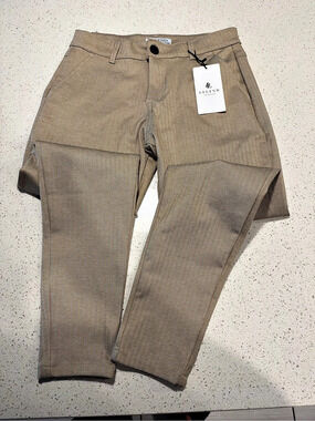 Legend London Men's Herringbone Chino Pants 30W Tan Khaki Stretch NWT